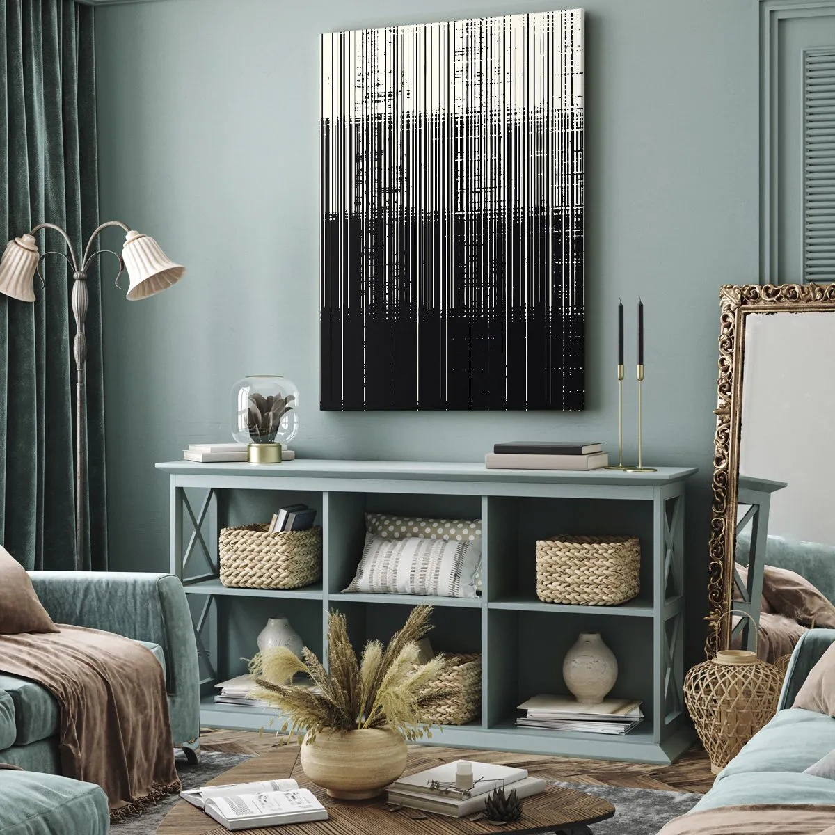 Quadro em tela - Ondas e vibrações - 45x80 cm