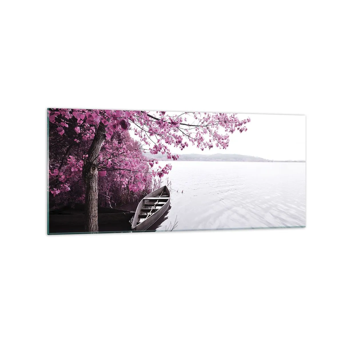 Quadro em vidro - Em silêncio cor-de-rosa - 120x50 cm