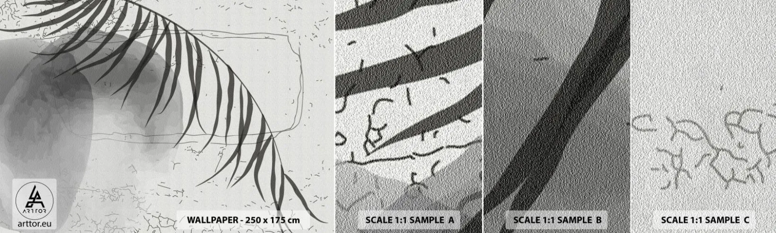 Amostra de papel de parede autocolante Deluxe Sticker - O sutil exotismo da natureza - Minimalismo, Botânico, Folha - 100x30 cm