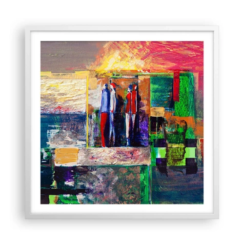 Pôster em moldura branca - Relacionamentos e emoções - 60x60 cm