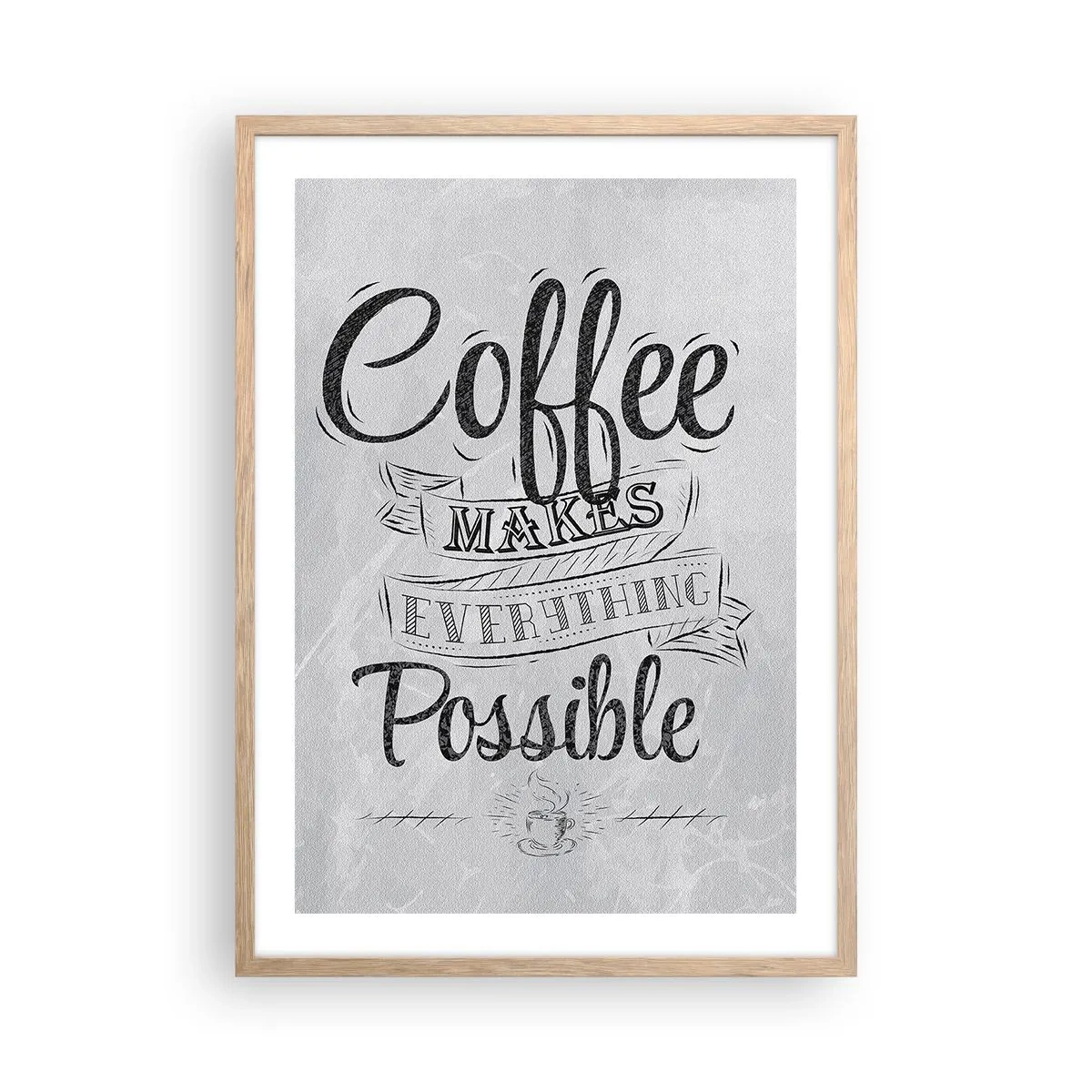 Pôster com moldura de carvalho claro - Como podes não amar café - 50x70 cm
