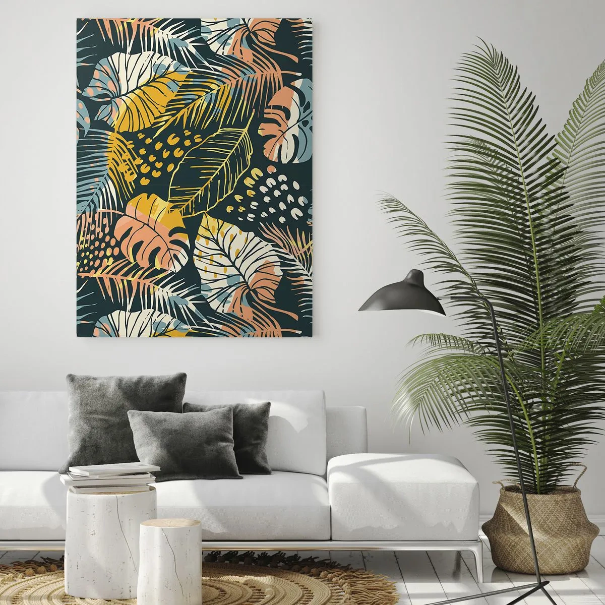 Quadro em vidro - Fantasia de folhas - 50x70 cm