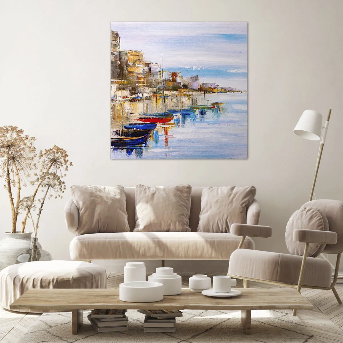 Quadro em tela - Um refúgio urbano multicolorido - 60x60 cm