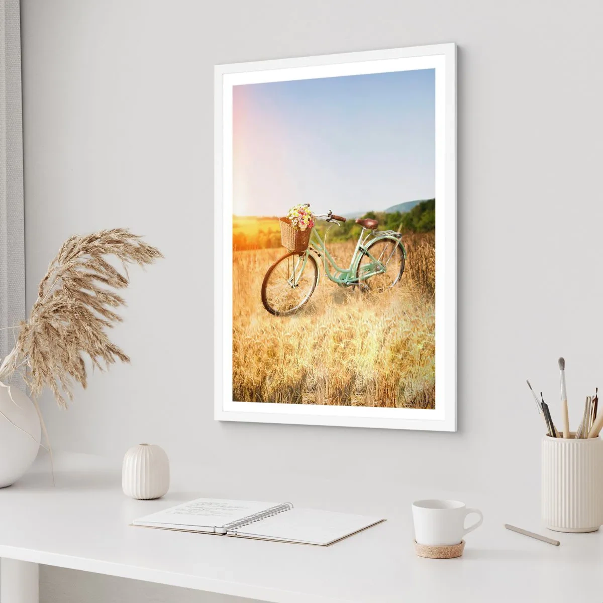 Pôster em moldura branca - Vou ficar aqui por um tempo - 30x40 cm