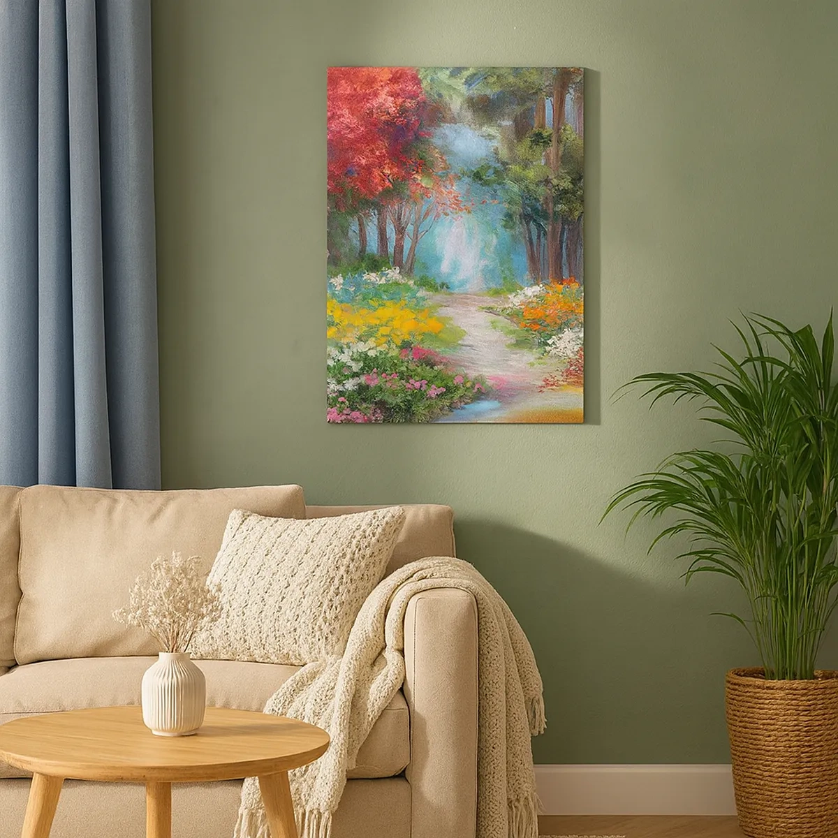 Quadro em tela - Jardim florestal, floresta florida - 50x70 cm