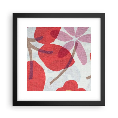 Pôster com moldura preta - Arranjo de flores em rosa - 30x30 cm