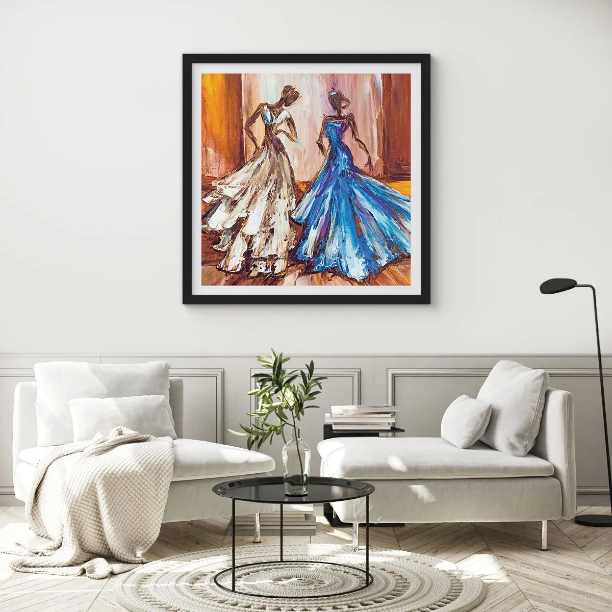 Pôster com moldura preta - Uma bela dupla - 40x40 cm