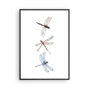 Pôster com moldura preta - Libélulas sem peso - 70x100 cm
