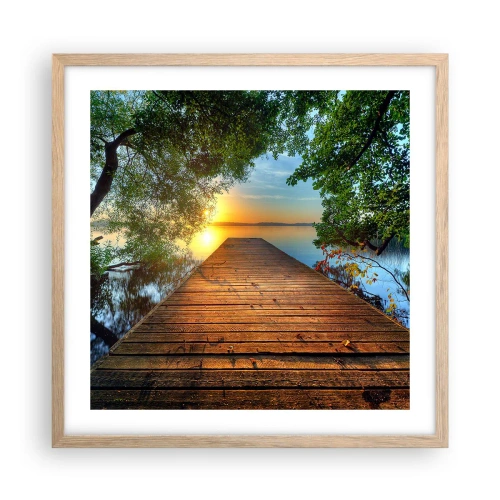 Pôster com moldura de carvalho claro - Tome o seu tempo, sente-se - 50x50 cm