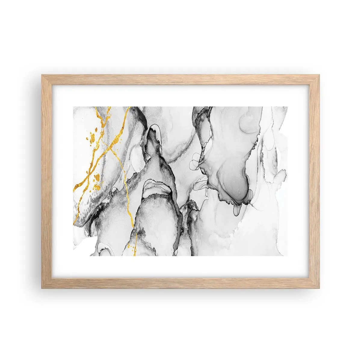 Pôster com moldura de carvalho claro - Composição dourada - 40x30 cm