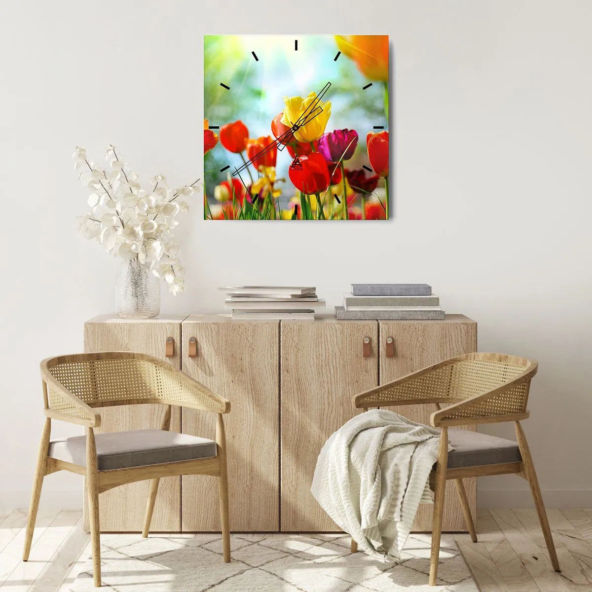 Relógio de parede - Relógio em vidro - Todas as cores do sol - 40x40 cm