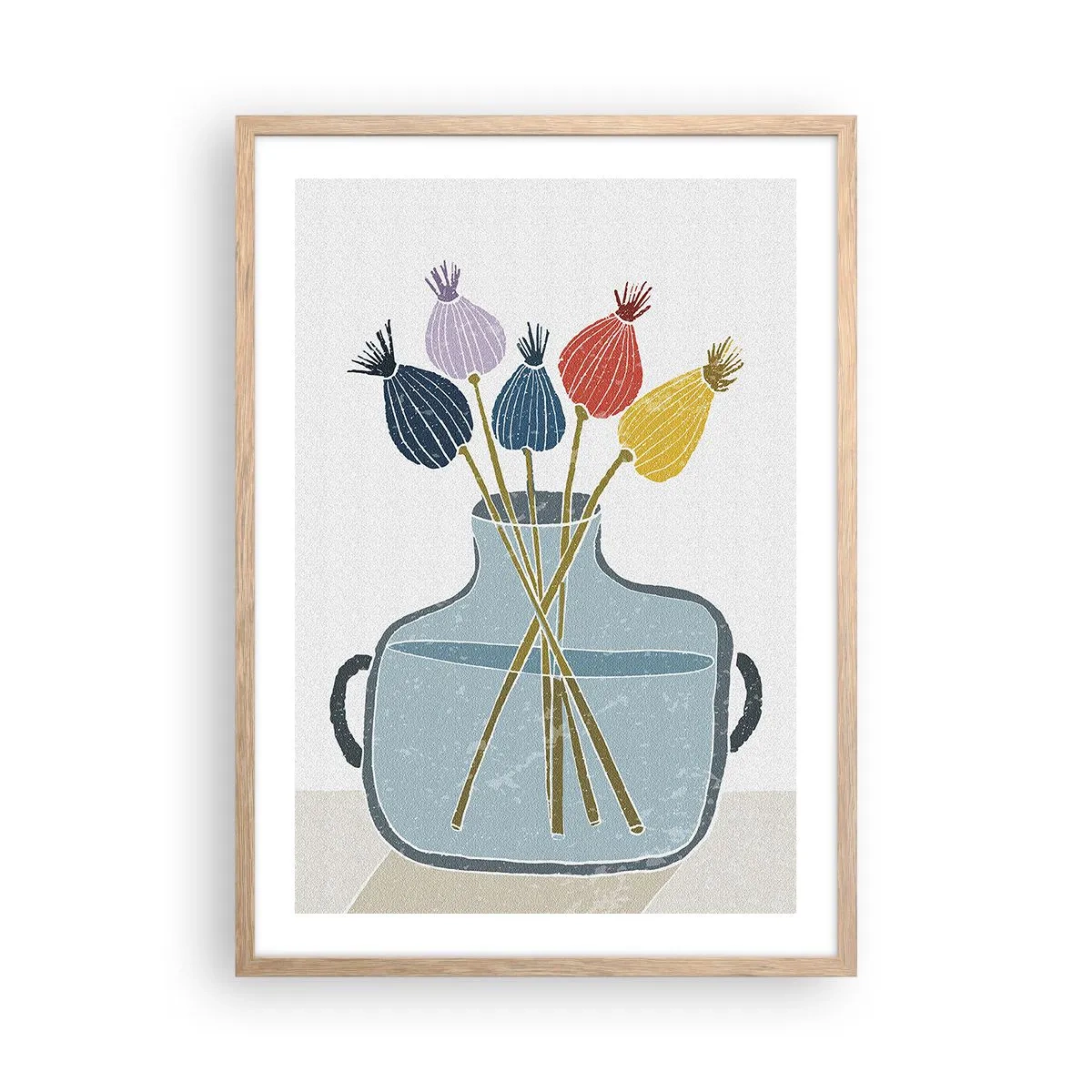 Pôster com moldura de carvalho claro - Como semeou a papoula - 50x70 cm