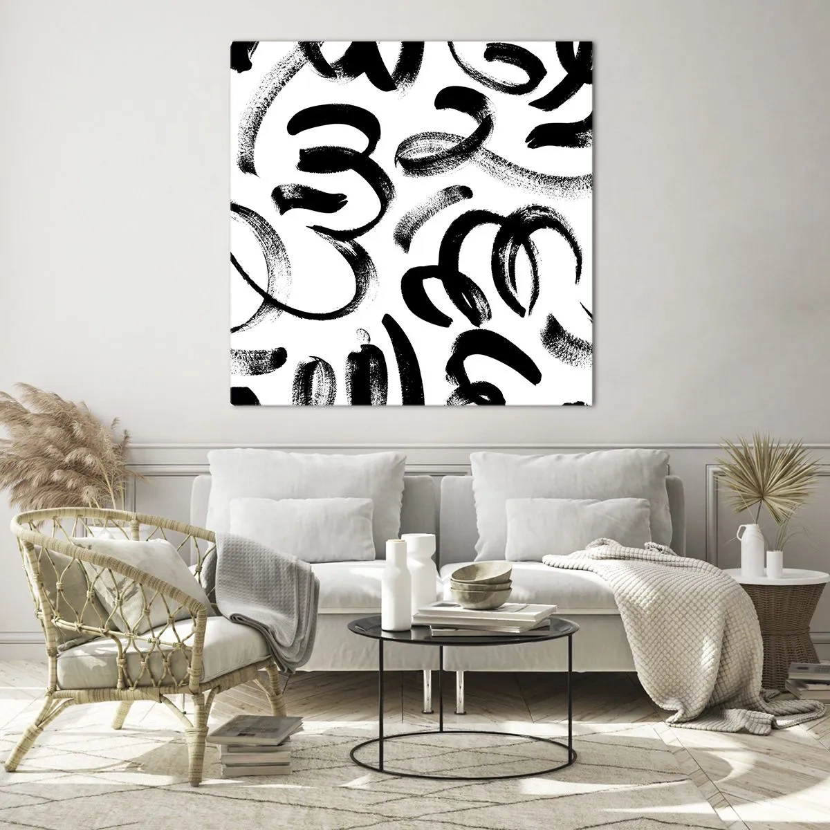 Quadro em vidro - Preto sobre branco - 30x30 cm
