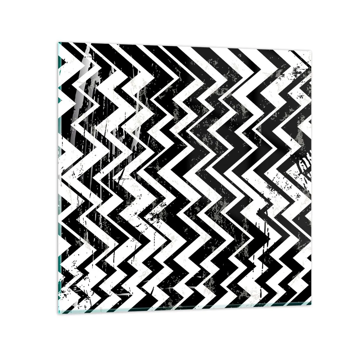Quadro em vidro - Zig-branco, zag-preto - 50x50 cm