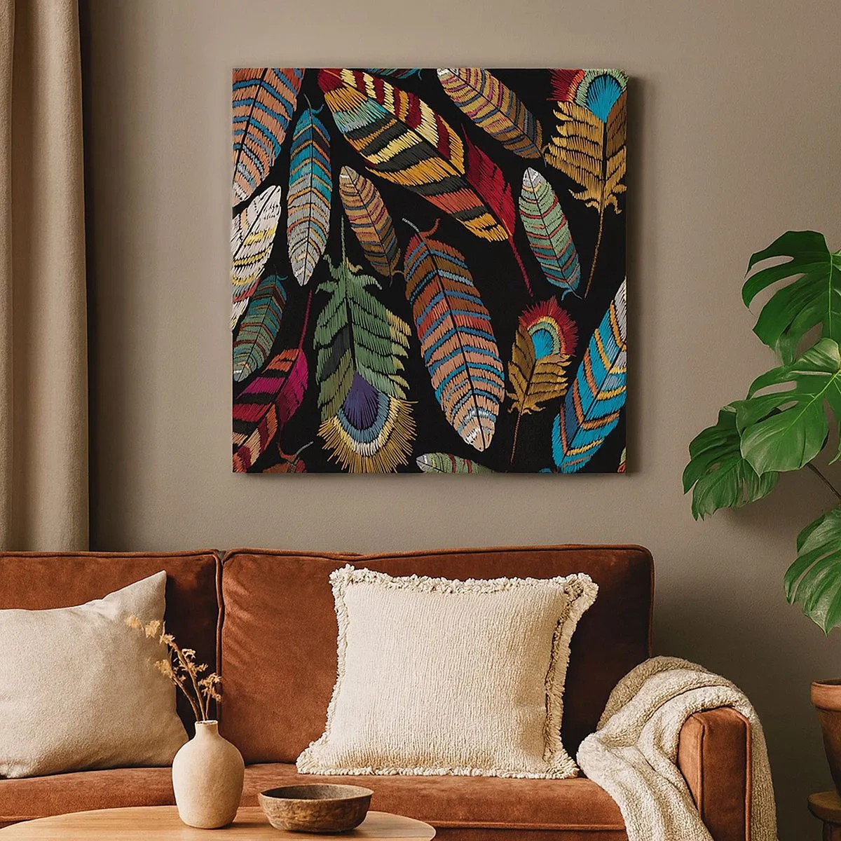 Quadro em tela - O carnaval dos pássaros - 30x30 cm