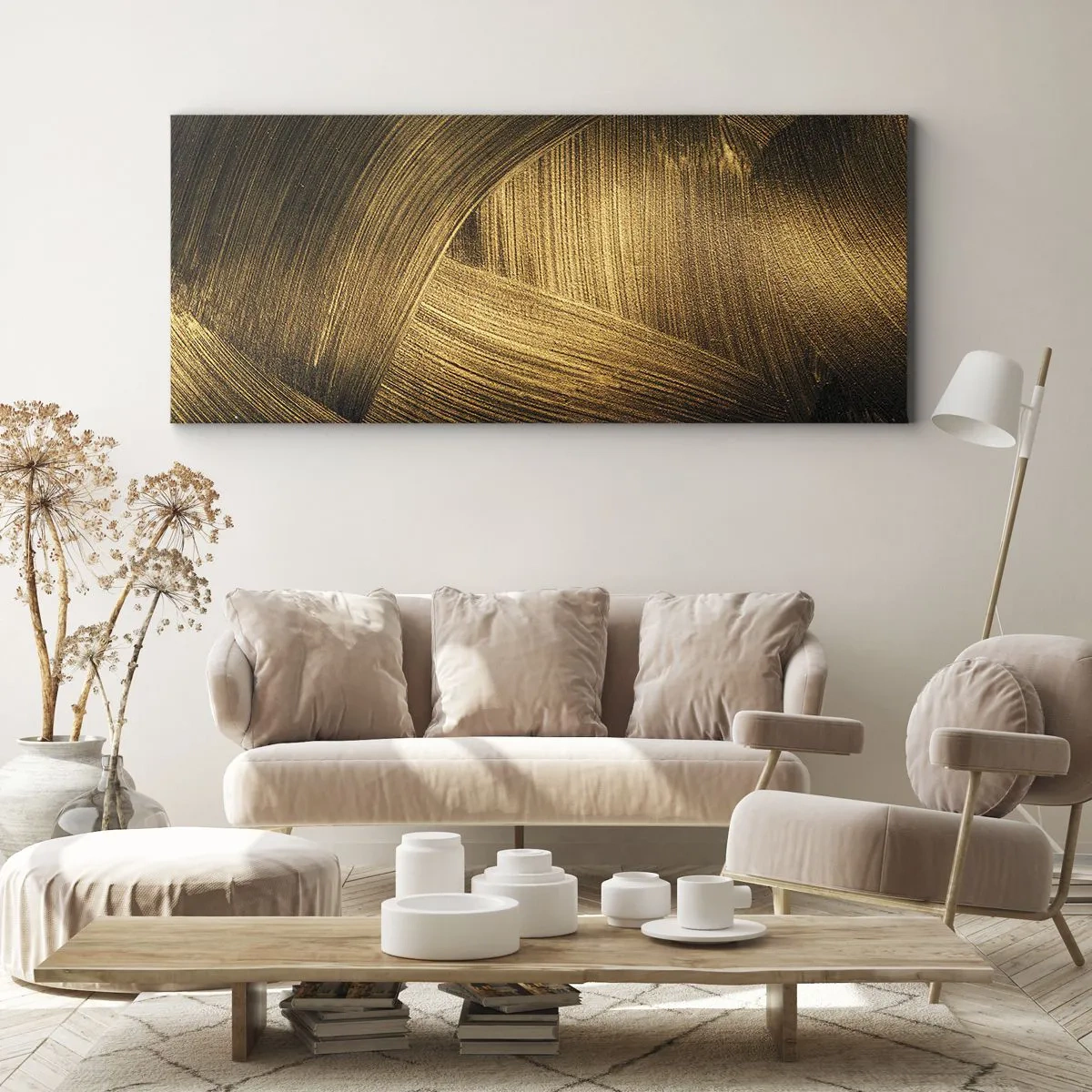Quadro em tela - No labirinto dourado - 160x50 cm