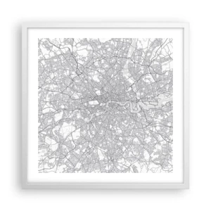 Pôster em moldura branca - Mapa do labirinto de Londres - 50x50 cm