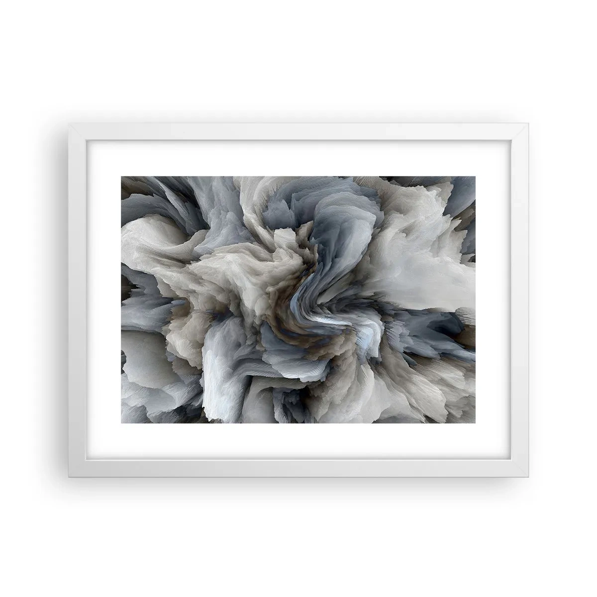 Pôster em moldura branca - Pedra e flor - 40x30 cm