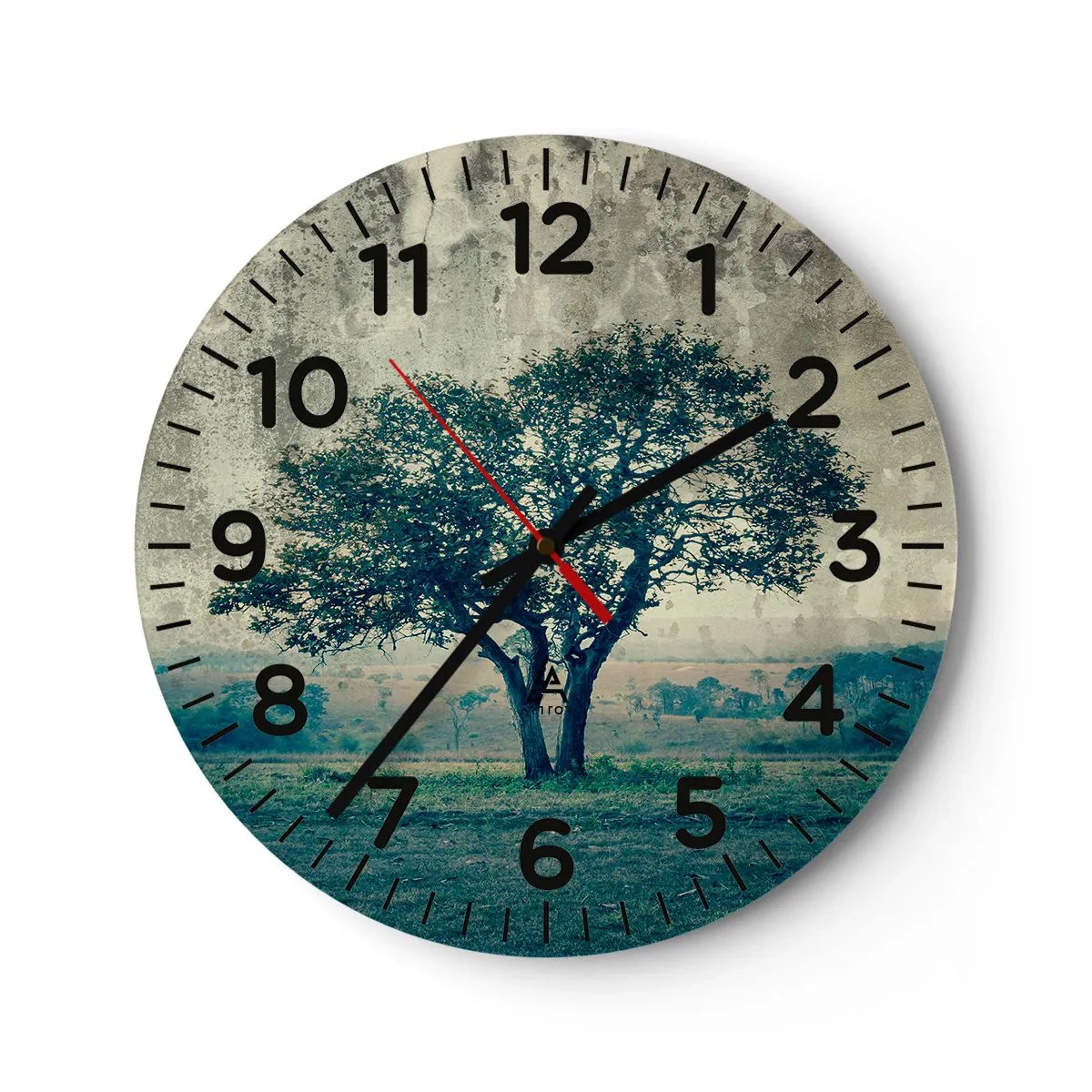 Relógio de parede - Relógio em vidro - Uma macieira num prado azul? - 40x40 cm