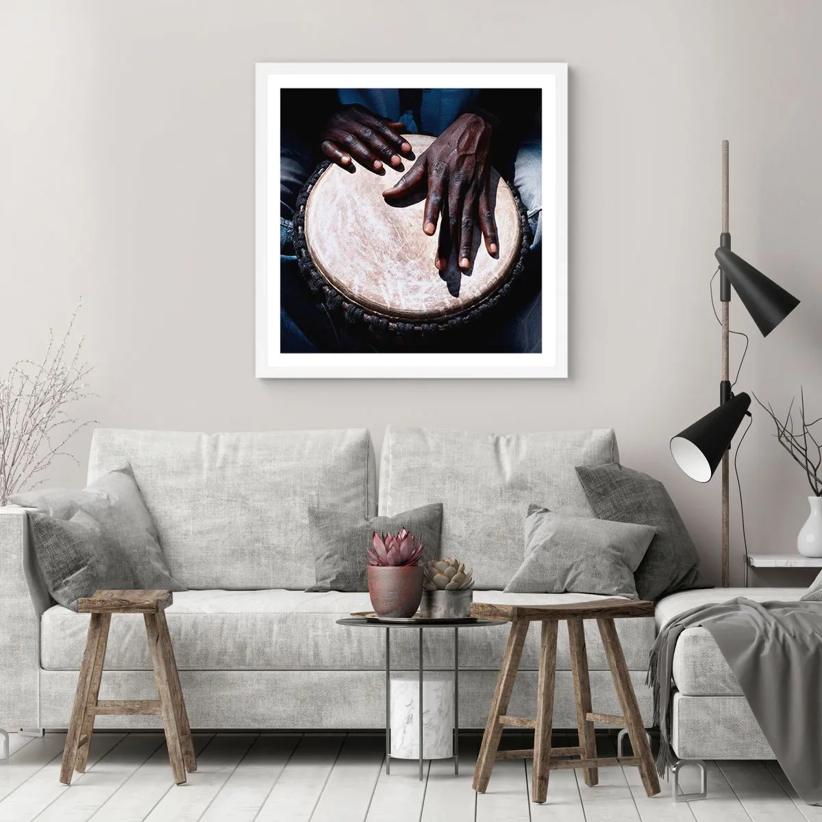 Pôster em moldura branca - Viva no seu próprio ritmo - 40x40 cm