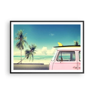 Pôster com moldura preta - Está na hora das férias - 100x70 cm