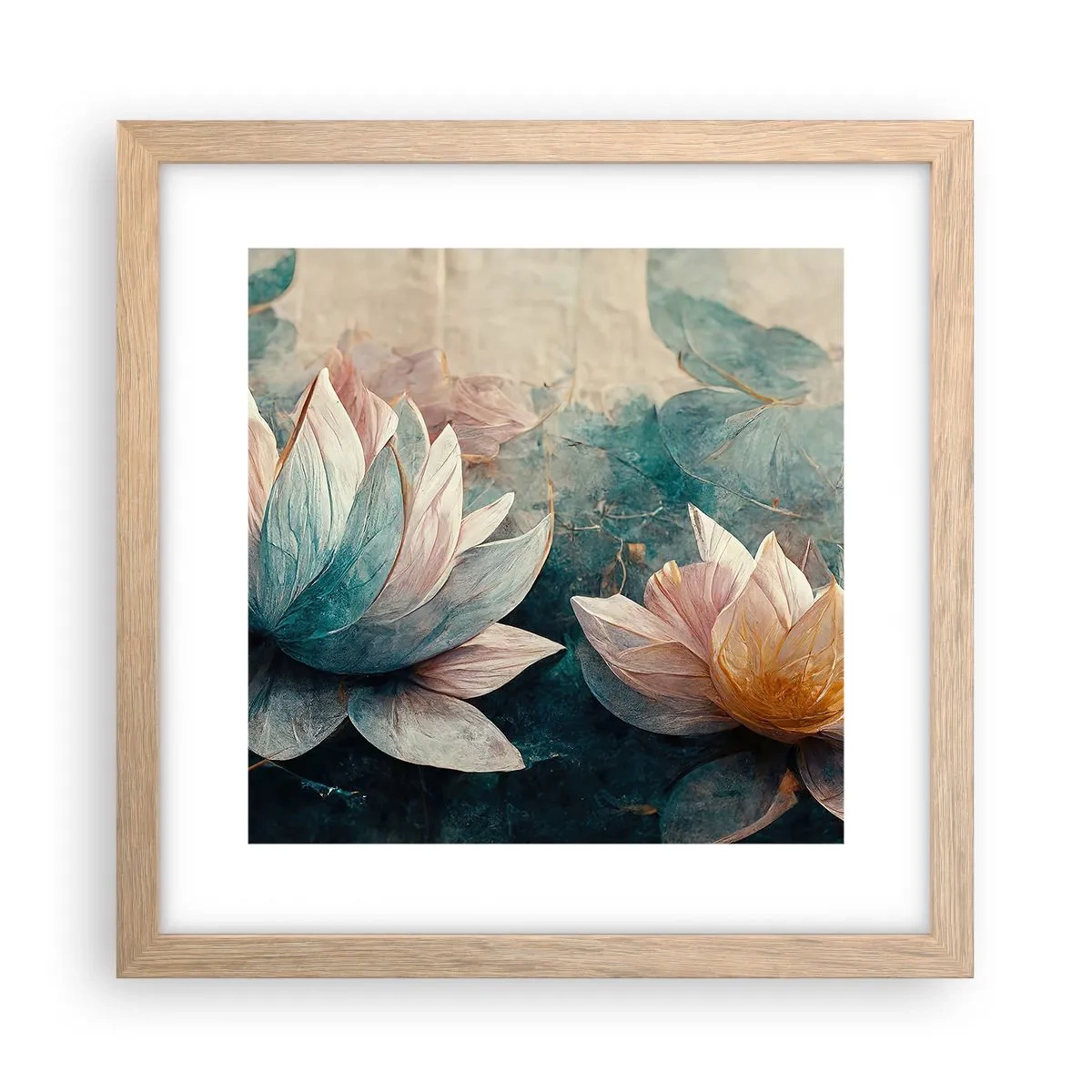 Pôster com moldura de carvalho claro - Estrelas do lago - 30x30 cm