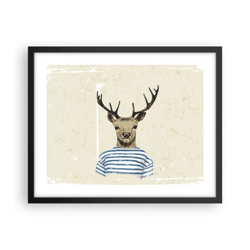 Pôster com moldura preta - Porque eu gosto de camisas listradas! - 50x40 cm