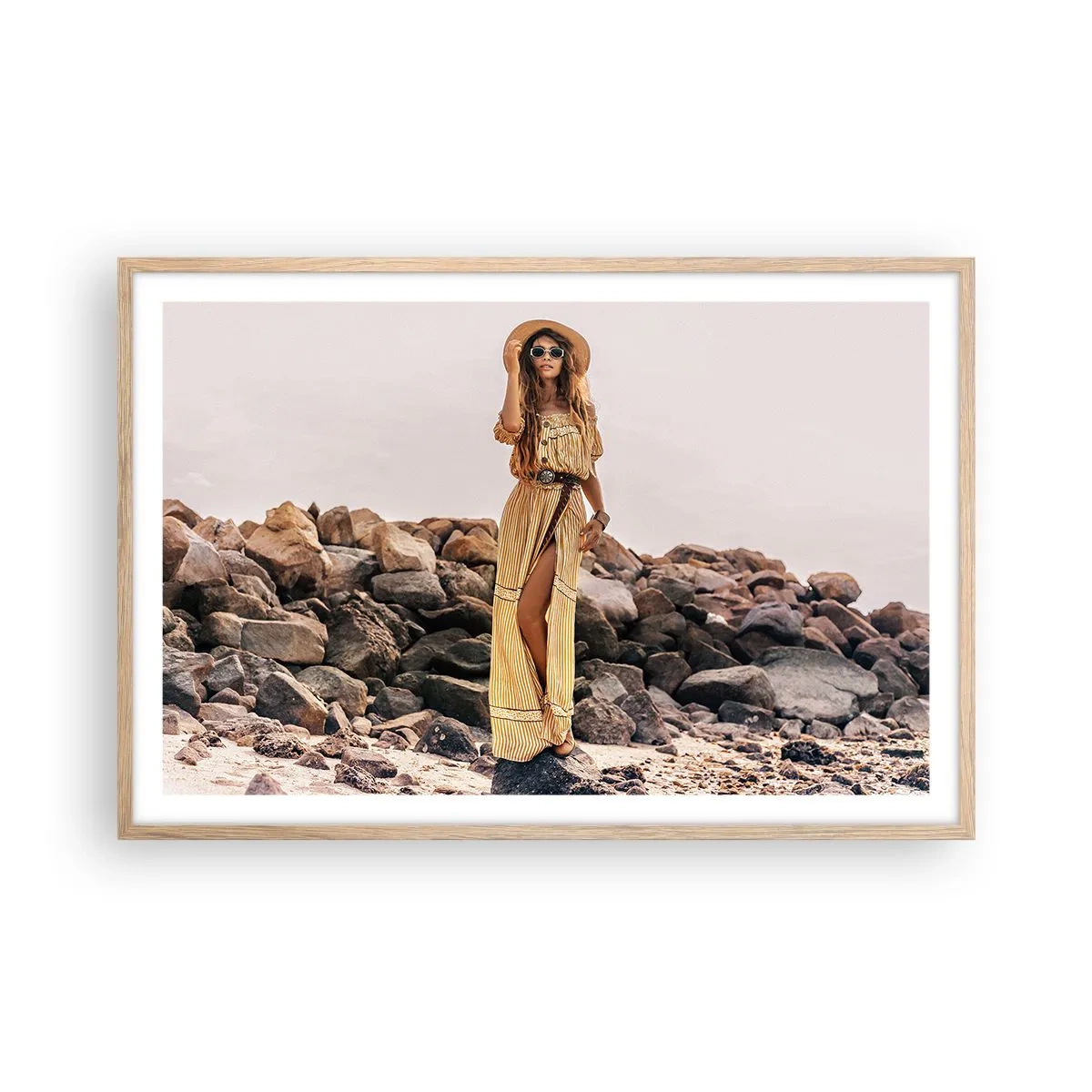 Pôster com moldura de carvalho claro - A magia das pedras - 91x61 cm