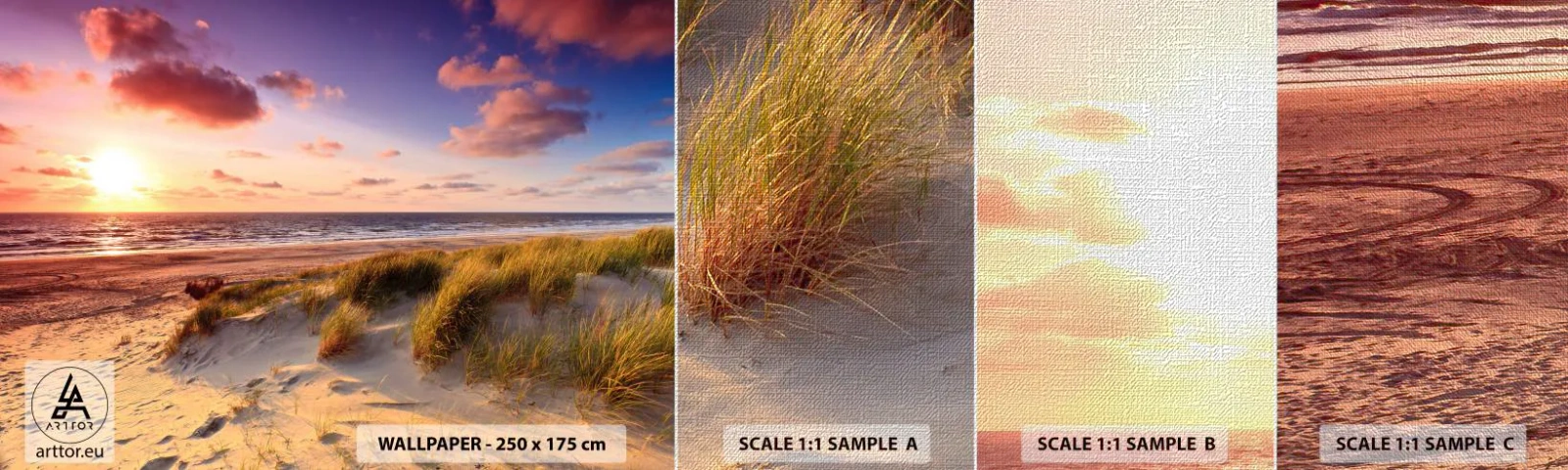 Amostra de papel de parede Premium Canvas - Ar com cheiro de verão - Paisagem, Praia, Duna - 100x30 cm