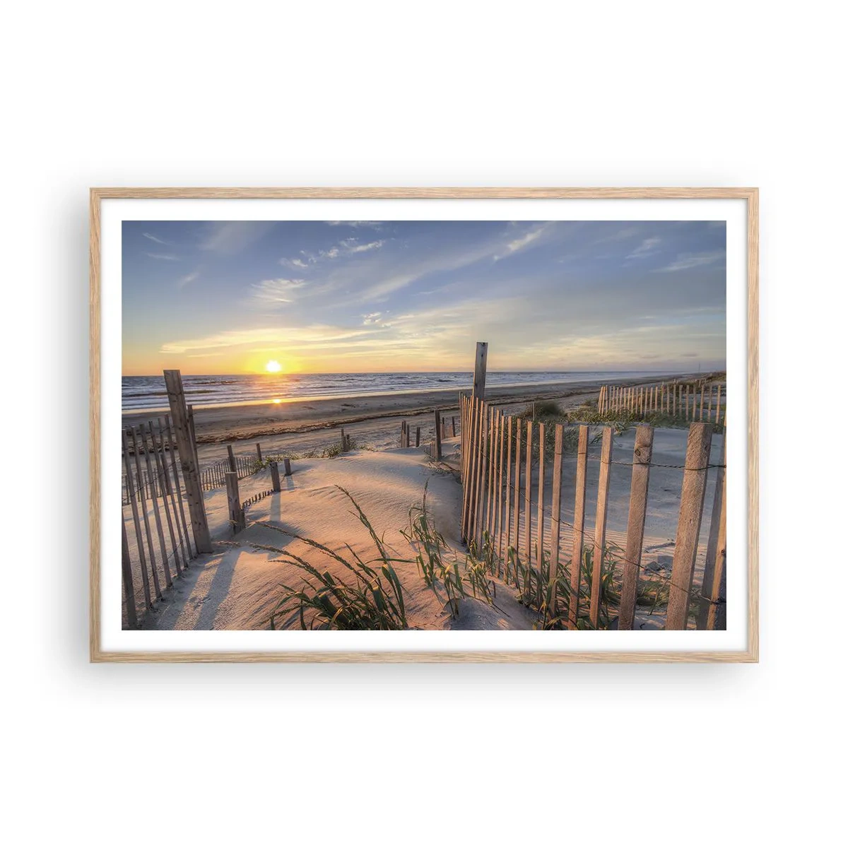 Pôster com moldura de carvalho claro - Brilho e sombra do vento - 100x70 cm