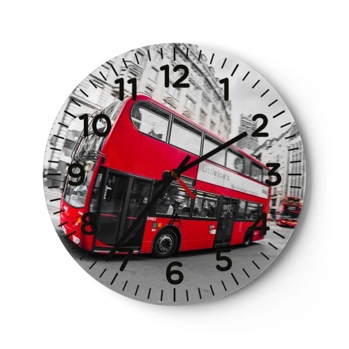 Relógio de parede - Relógio em vidro - Londres tradicional - de autocarro - 40x40 cm