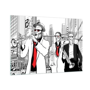 Quadro em vidro - Rapsódia urbana a preto e vermelho - 100x70 cm