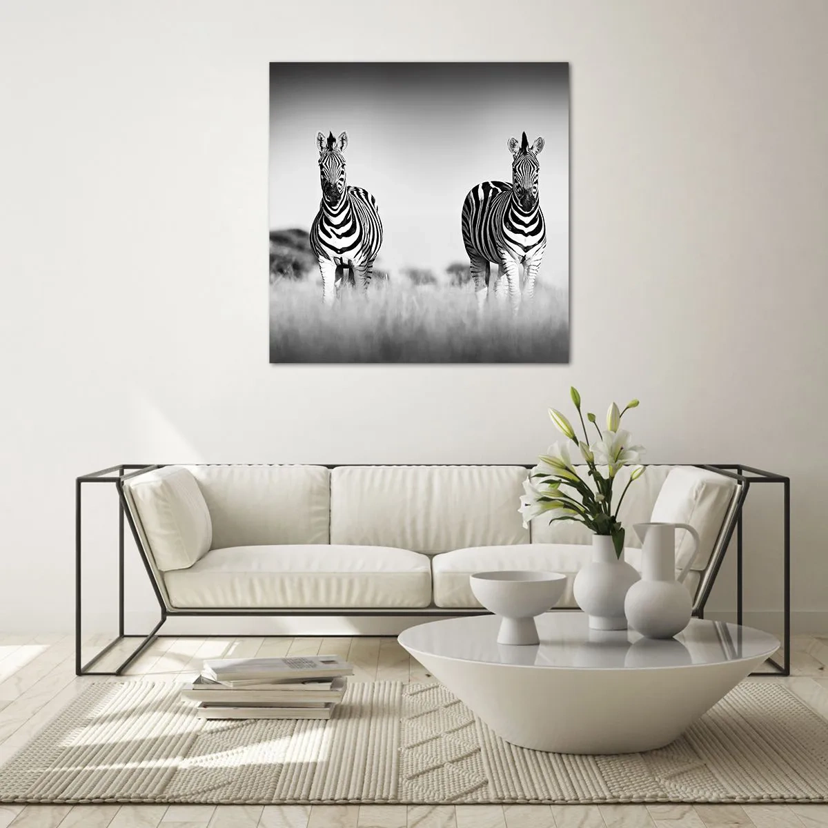 Quadro em vidro - De fato, o mundo é a preto e branco - 60x60 cm