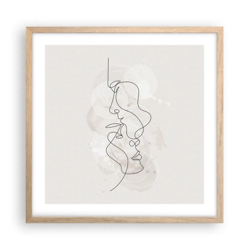 Pôster com moldura de carvalho claro - Emaranhados num abraço - 50x50 cm