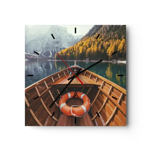 Relógio de parede - Relógio em vidro - Excursão na montanha - 40x40 cm