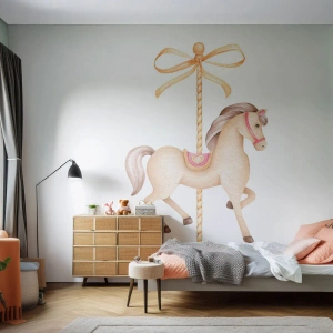 Papel de Parede Premium Sand - Um trote gracioso - Cavalo, Carrossel, Feminino - 100x70 cm