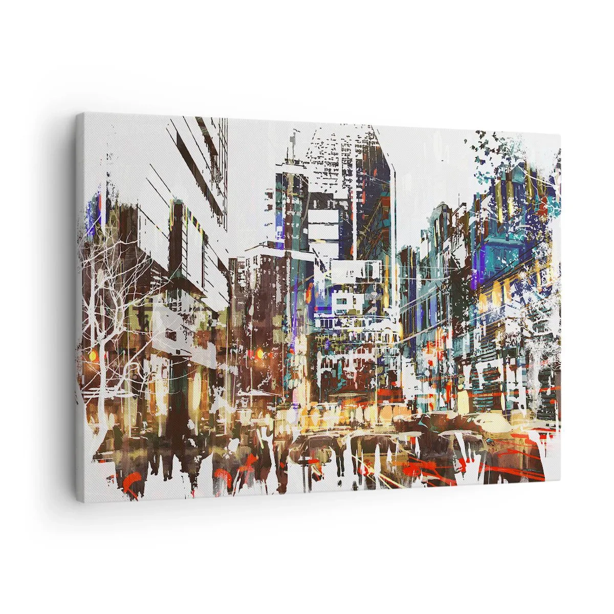 Quadro em tela - Uma paisagem urbana moderna em estilo artístico - 70x50cm - Cidade cintilante - Decoração de parede moderna para a sala de estar e quarto ARTTOR