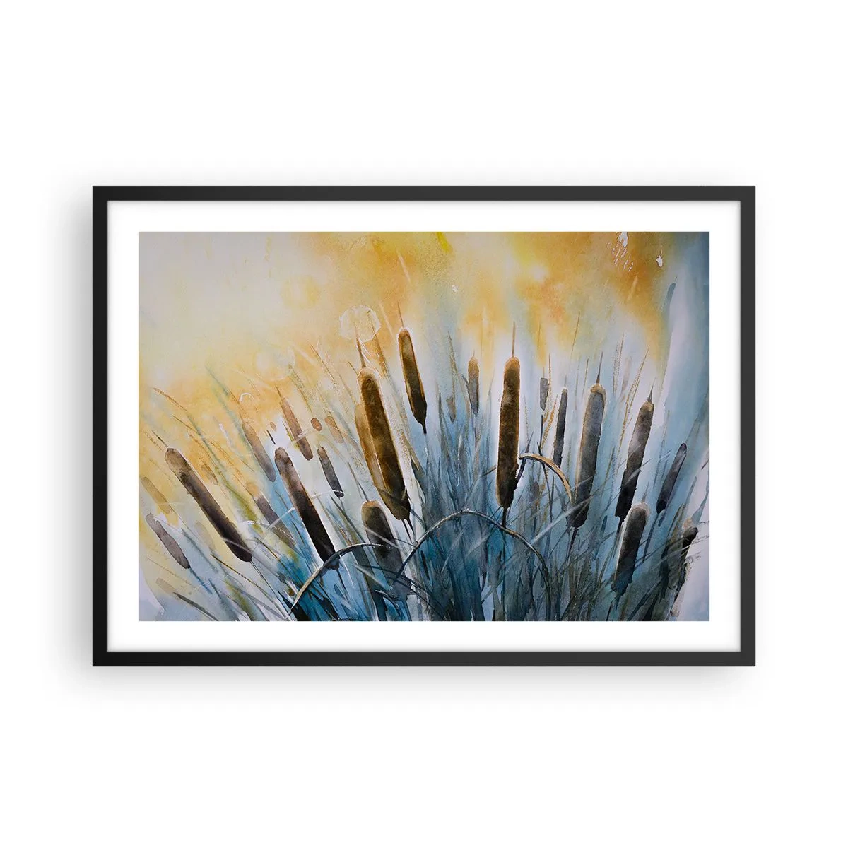 Pôster com moldura preta - O frio da água, o calor do sol - 70x50 cm