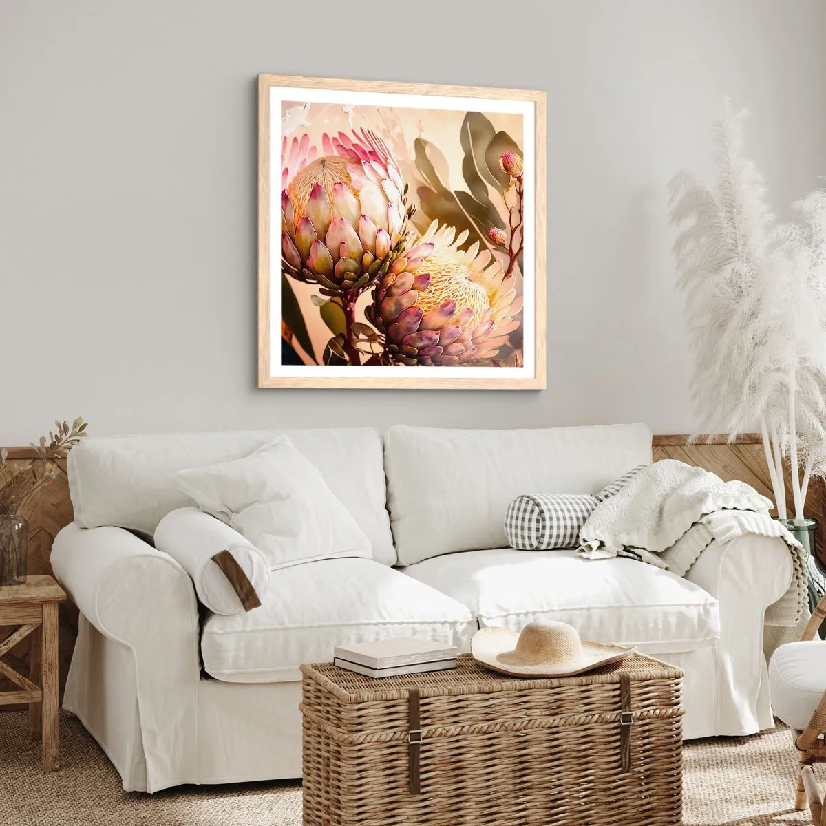 Pôster com moldura de carvalho claro - Abraçado com ternura - 40x40 cm