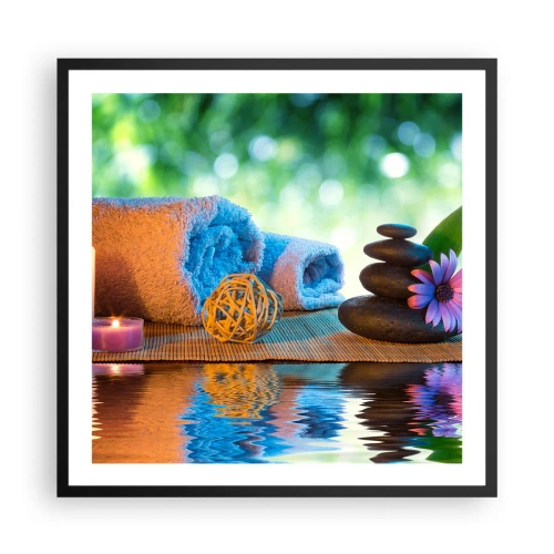 Pôster com moldura preta - Tempo para o corpo - 60x60 cm