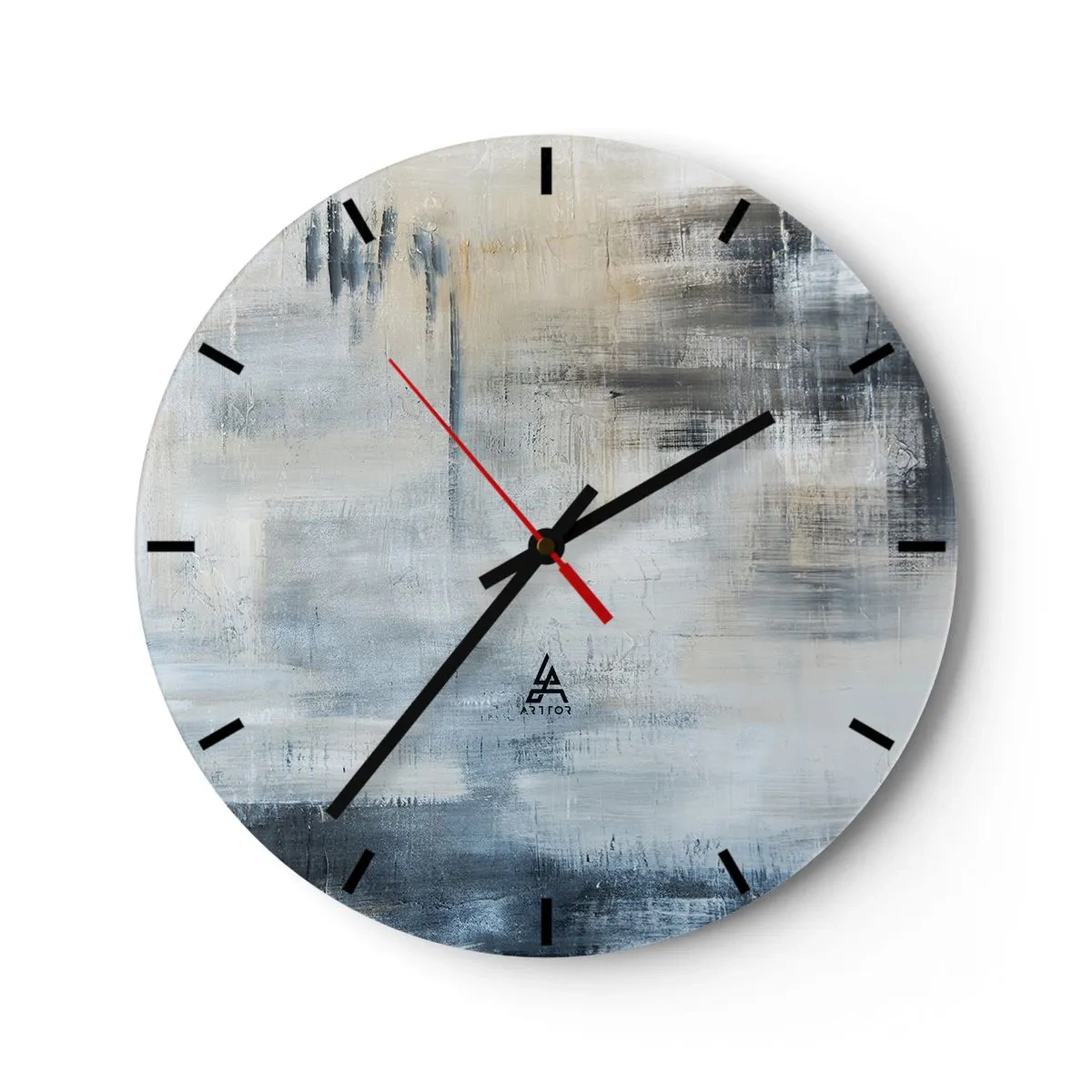 Relógio de parede - Relógio em vidro - Atrás da cortina azul - 40x40 cm