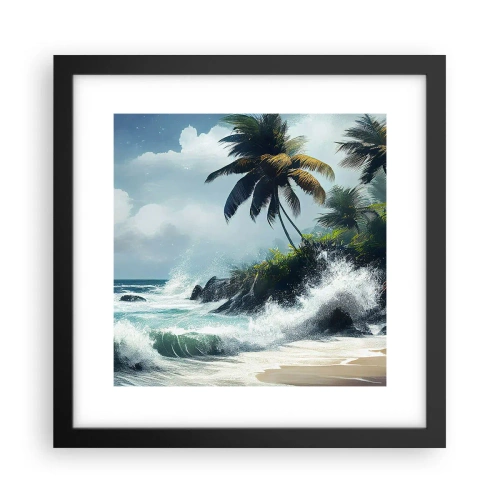 Pôster com moldura preta - Em uma costa tropical - 30x30 cm