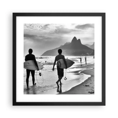 Pôster com moldura preta - Samba para uma onda - 40x40 cm