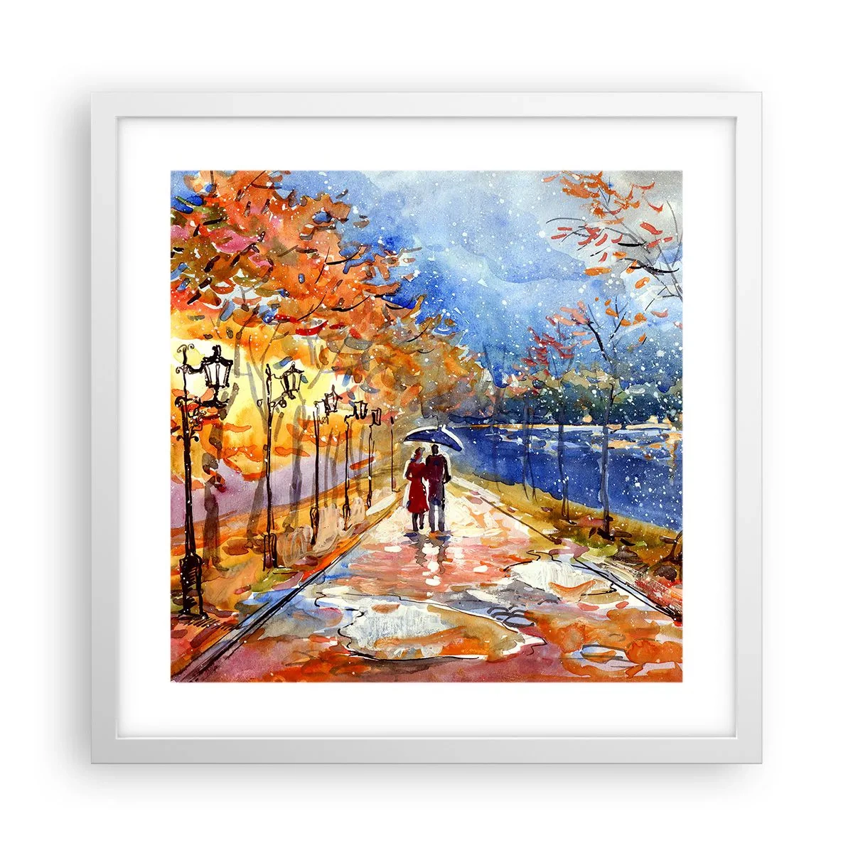 Pôster em moldura branca - Juntos até ao limite do tempo - 40x40 cm