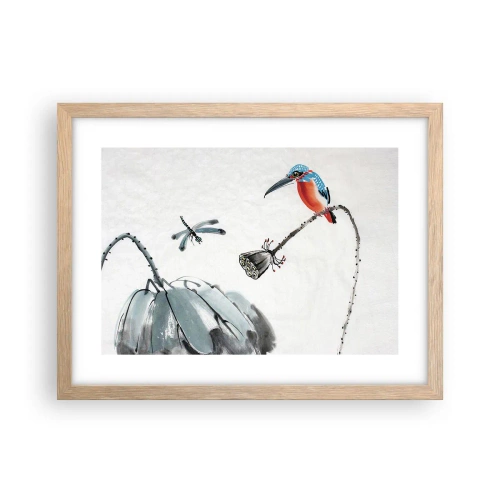 Pôster com moldura de carvalho claro - A vida do prado - 40x30 cm