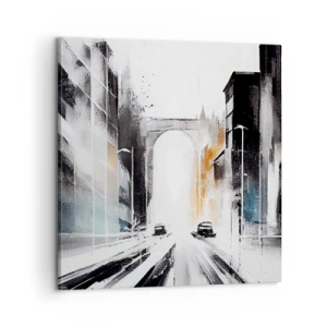 Quadro em tela - Estudo da cidade: arquitetura e movimento - 60x60 cm
