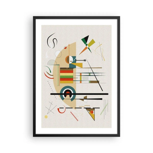 Pôster com moldura preta - Composição geométrica abstrata - 50x70cm - E o mundo ri - Decoração de parede moderna para a sala de estar e quarto ARTTOR