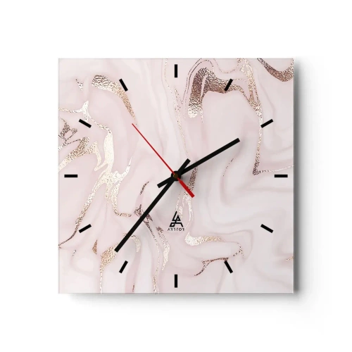 Relógio de parede - Relógio em vidro - Num lenço cor-de-rosa - 30x30 cm