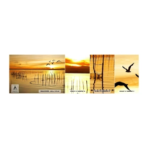Amostra de Papel de Parede Standard Eco - Na pescaria - Paisagem, Lago, Rede de pesca - 100x30 cm