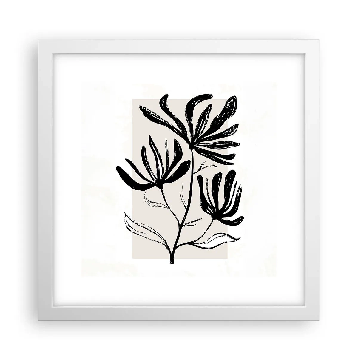 Pôster em moldura branca - Esboço para o herbário - 30x30 cm